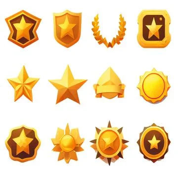 Vector set illustration in cartoon style of magic game icon reward trophy Stock Illustration