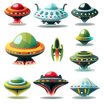 Vector set illustration in cartoon style of fire game ufo Stock Illustration