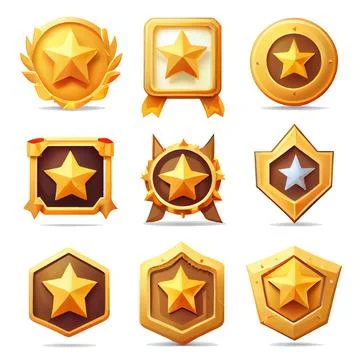 Vector set illustration in cartoon style of magic game icon reward trophy Stock Illustration