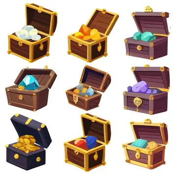 Vector set illustration in cartoon style of golden trophy and stones Stock Illustration