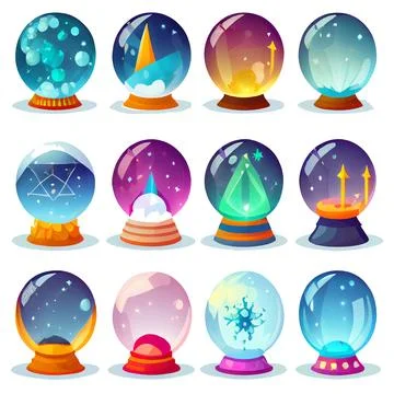 Vector set illustration in cartoon style of magic ball Illustrazione stock