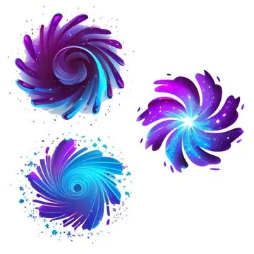Vector set illustration in cartoon style of magic swirl Illustrazione stock