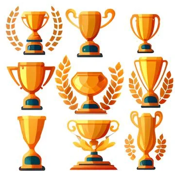 Vector set illustration in cartoon style of magic game icon reward trophy Stock Illustration