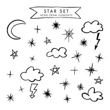 Vector set with illustration of night sky Stock Illustration