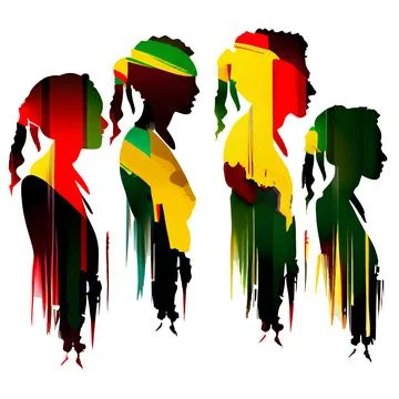 Vector set illustration of silhouette crowd celebrate Black history month Stock Illustration