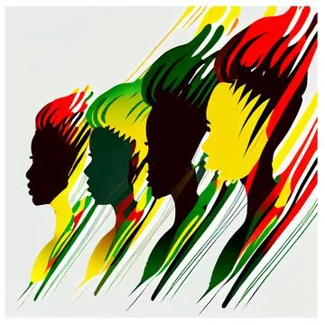 Vector set illustration of silhouette crowd celebrate Black history month Stock Illustration