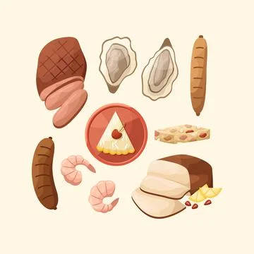 Vector set of illustrations of Australian dishes. Kitchen for New Year and Ch Stock Illustration