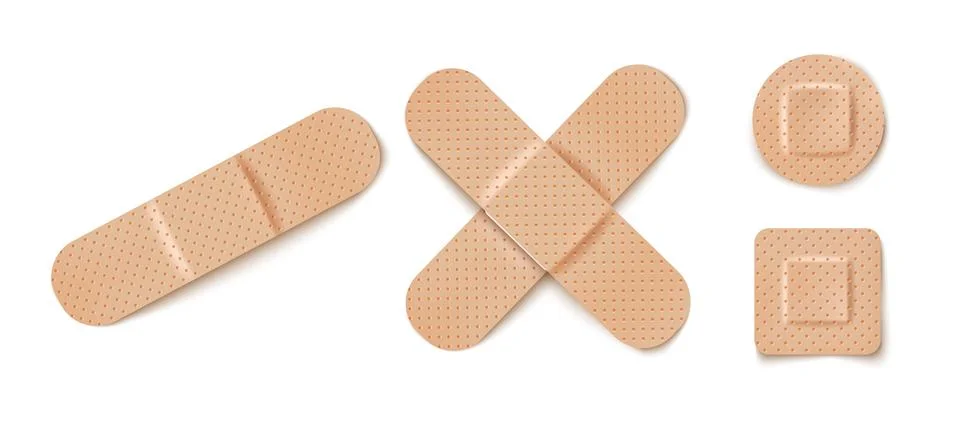Vector set illustrations of band aids 库存插图