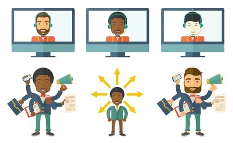 Vector set of illustrations with business people Stockillustratie