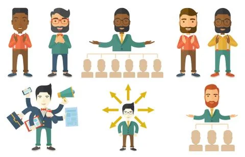 Vector set of illustrations with business people Stock Illustration