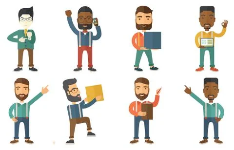Vector set of illustrations with business people Stock Illustration
