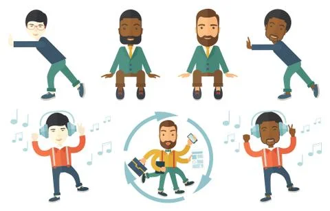 Vector set of illustrations with business people Stock Illustration
