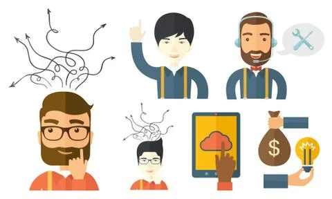 Vector set of illustrations with business people Ilustración de archivo