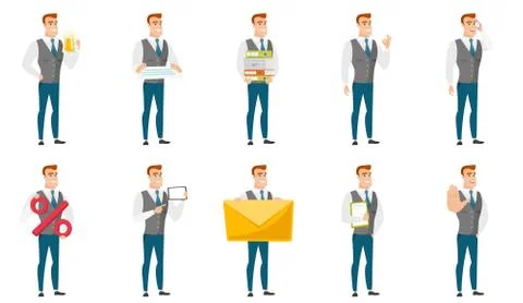 Vector set of illustrations with business people Illustrazione stock