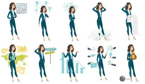 Vector set of illustrations with business people. Illustrazione stock