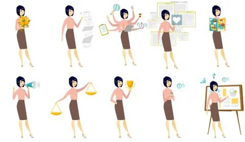 Vector set of illustrations with business people. Illustrazione stock