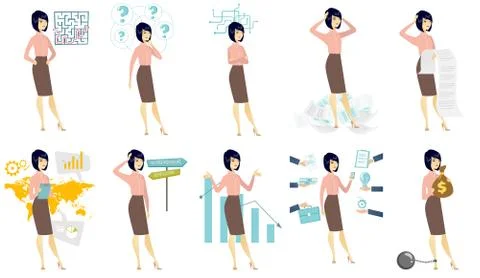 Vector set of illustrations with business people. イラスト素材