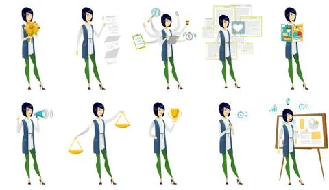 Vector set of illustrations with business people. Illustrazione stock