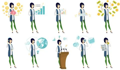 Vector set of illustrations with business people. Stock Illustration
