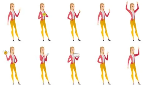 Vector set of illustrations with business people. Stock Illustration