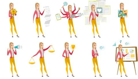 Vector set of illustrations with business people. Illustrazione stock