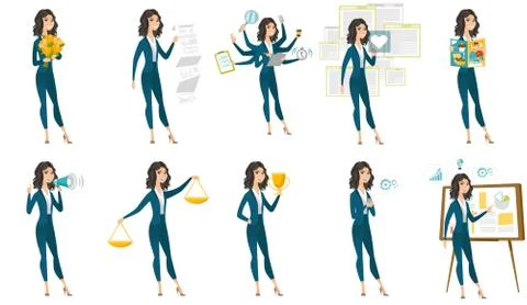 Vector set of illustrations with business people. 스톡 일러스트