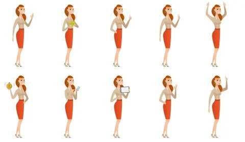 Vector set of illustrations with business people. Stock Illustration