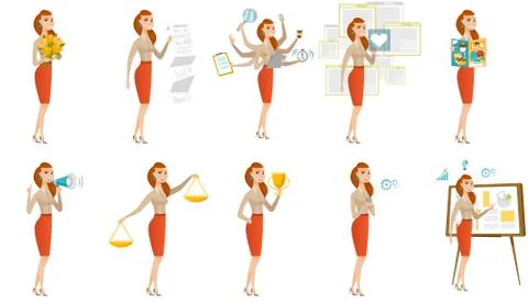 Vector set of illustrations with business people. 스톡 일러스트