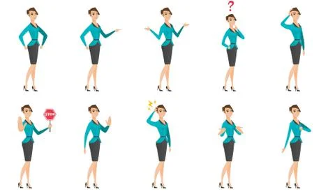 Vector set of illustrations with business people. Stock Illustration