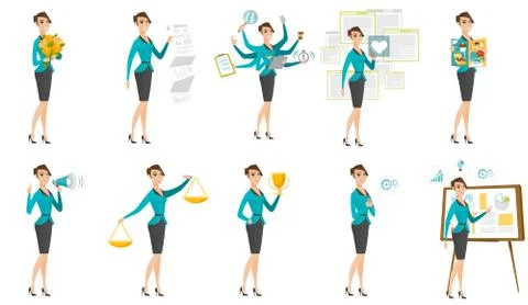 Vector set of illustrations with business people. Illustrazione stock