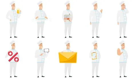Vector set of illustrations with chef characters 스톡 일러스트