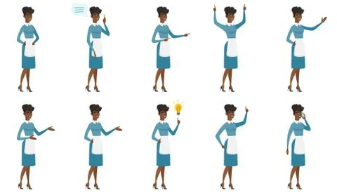 Vector set of illustrations with cleaner character Stock Illustration