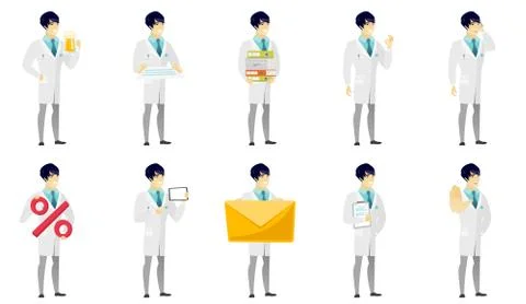 Vector set of illustrations with doctor characters 스톡 일러스트