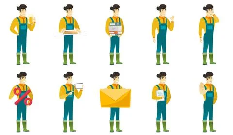 Vector set of illustrations with farmer characters 스톡 일러스트