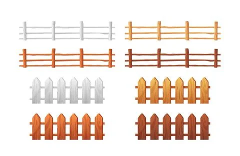 Vector set of illustrations featuring wooden fences of different shapes and イラスト素材