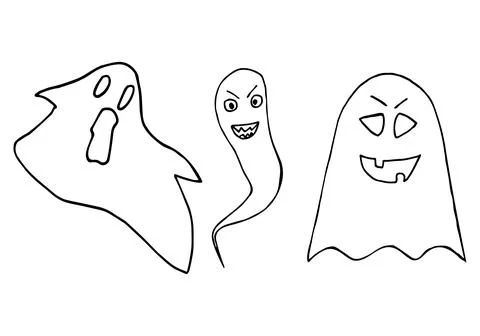 Vector set of illustrations of ghosts in doodle style Stock Illustration
