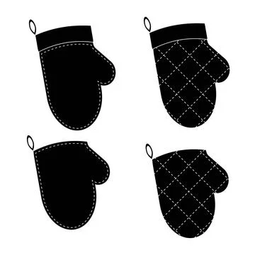 Vector set of illustrations of gloves for hot Illustrazione stock