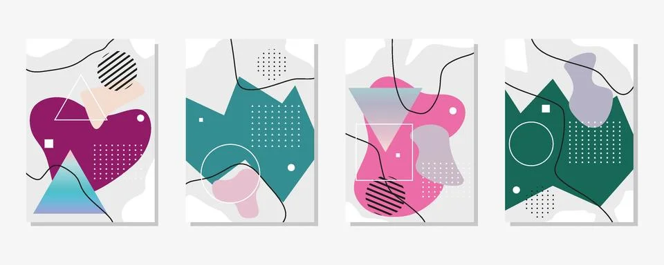 Vector set of illustrations. Set of covers with graphic geometric and gradient イラスト素材
