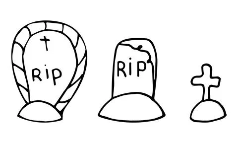 Vector set of illustrations of tombstones in doodle style. Halloween set Stock Illustration