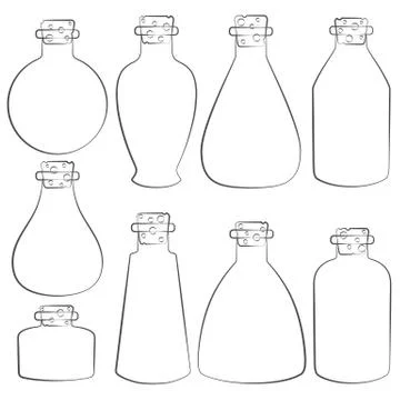 Vector set with the image of the vials, tubes. Isolated objects. Stock Illustration