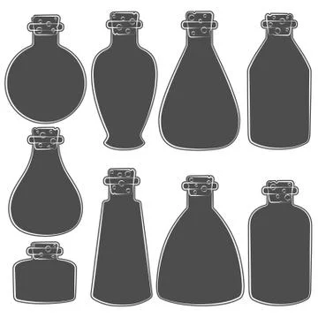 Vector set with the image of the vials, tubes. Isolated objects on a white. Stock Illustration