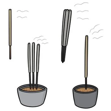 Vector set of incense stick Stock Illustration