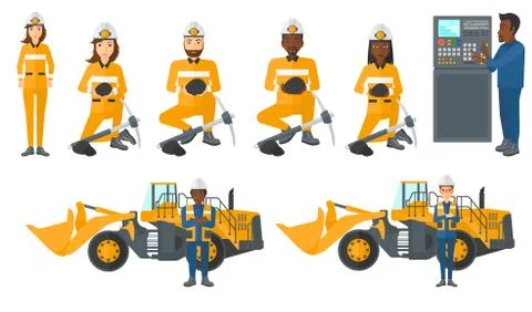 Vector set of industrial workers Illustrazione stock