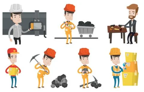 Vector set of industrial workers Stock Illustration
