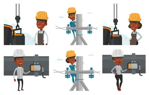 Vector set of industrial workers Stock Illustration