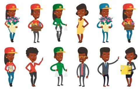 Vector set of industrial workers Stock Illustration