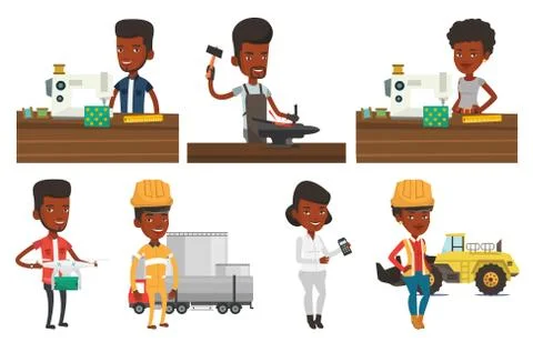Vector set of industrial workers Stock Illustration