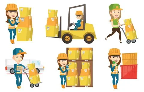 Vector set of industrial workers Stock Illustration