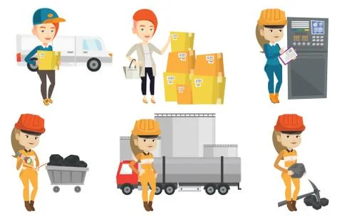 Vector set of industrial workers Illustrazione stock