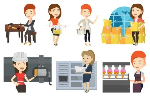 Vector set of industrial workers Stock Illustration